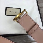 Gucci Leather belt with Double G buckle pink 400593