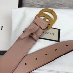 Gucci Leather belt with Double G buckle pink 400593