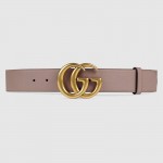 Gucci Leather belt with Double G buckle pink 400593