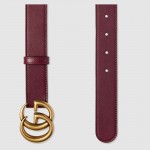 Gucci Leather belt with Double G buckle dark red 414516