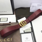 Gucci Leather belt with Double G buckle dark red 414516