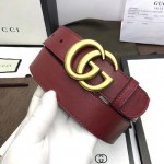 Gucci Leather belt with Double G buckle dark red 414516