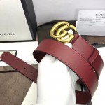 Gucci Leather belt with Double G buckle dark red 414516