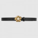 Gucci Leather belt with metal flower 431438