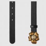 Gucci Leather belt with metal flower 431438