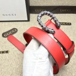 Gucci Leather belt with crystal Dionysus buckle red 432142