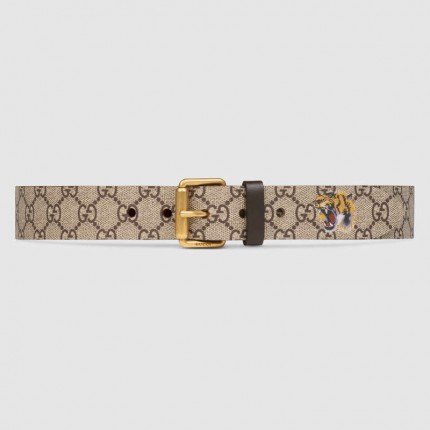 Gucci Tiger print GG Supreme belt 434520