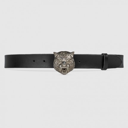 Gucci Leather belt with feline head 451230