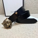 Gucci Leather belt with feline head 451230