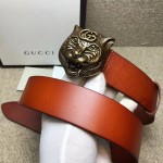 Gucci Leather belt with feline head 451230