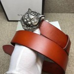 Gucci Leather belt with feline head 451230