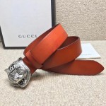 Gucci Leather belt with feline head 451230