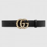 Gucci Leather belt with pearl Double G 453260