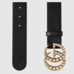 Gucci Leather belt with pearl Double G 453260