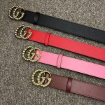 Gucci Leather belt with pearl Double G 453260