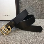 Gucci Leather belt with pearl Double G 453260