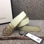 Gucci Leather belt with pearl Double G 453260