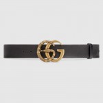 Gucci Leather belt with Double G buckle with snake black 458949