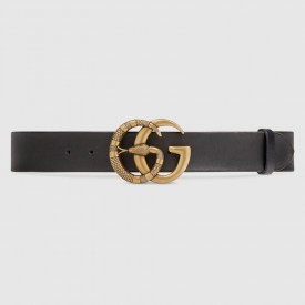 Gucci Leather belt with Double G buckle with snake black 458949