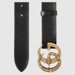 Gucci Leather belt with Double G buckle with snake black 458949