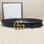 Gucci Leather belt with Double G buckle with snake black 458949