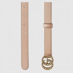 Gucci Leather belt with pearl Double G buckle 476342