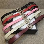 Gucci Leather belt with pearl Double G buckle 476342