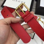 Gucci Leather belt with Horsebit red 488939