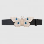 Gucci Leather belt with moth buckle 493433