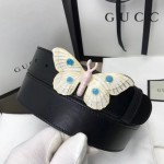 Gucci Leather belt with moth buckle 493433