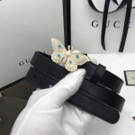 Gucci Leather belt with moth buckle 493433