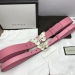 Gucci Leather belt with moth buckle 493433