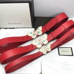 Gucci Leather belt with moth buckle 493433