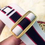 Gucci stripe belt with Double G and crystals 499636