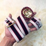 Gucci stripe belt with Double G and crystals 499636