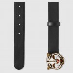 Gucci Leather belt with feline head 499639