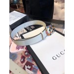 Gucci Leather belt with crystal Double G buckle 513183