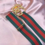 Gucci Green-red Web elastic belt with torchon Double G buckle 524101