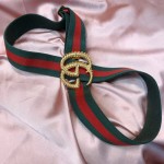 Gucci Green-red Web elastic belt with torchon Double G buckle 524101