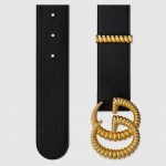 Gucci Leather belt with torchon Double G buckle black 524105