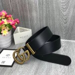 Gucci Leather belt with torchon Double G buckle black 524105