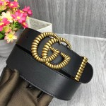 Gucci Leather belt with torchon Double G buckle black 524105