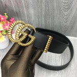 Gucci Leather belt with torchon Double G buckle black 524105