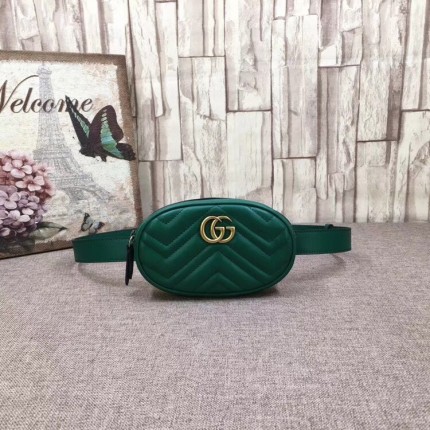 Gucci GG Marmont matelassé leather belt bag green 476434