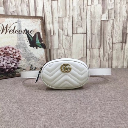 Gucci GG Marmont matelassé leather belt bag white 476434