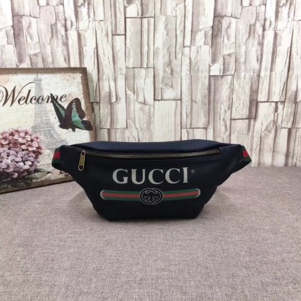 Gucci Print leather belt bag black 493869