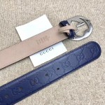 Guccissima belt with interlocking G Blue 114876