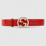 Guccissima belt with interlocking G Red 114876