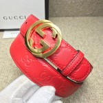 Guccissima belt with interlocking G Red 114876