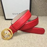 Guccissima belt with interlocking G Red 114876